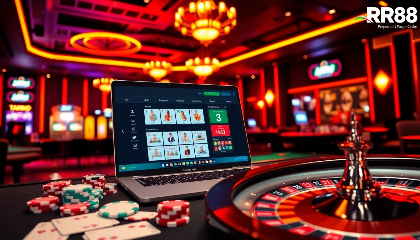 Experience the thrill of TRANG CHỦ RR88 with vibrant casino games like poker and roulette in an exciting online interface.